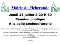 Réunion publique jeudi 25 juillet à 20H30 à la salle socioculturelle